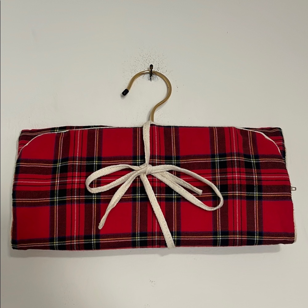 J. Crew Red Black Tartan Plaid Hanging Jewelry Holder